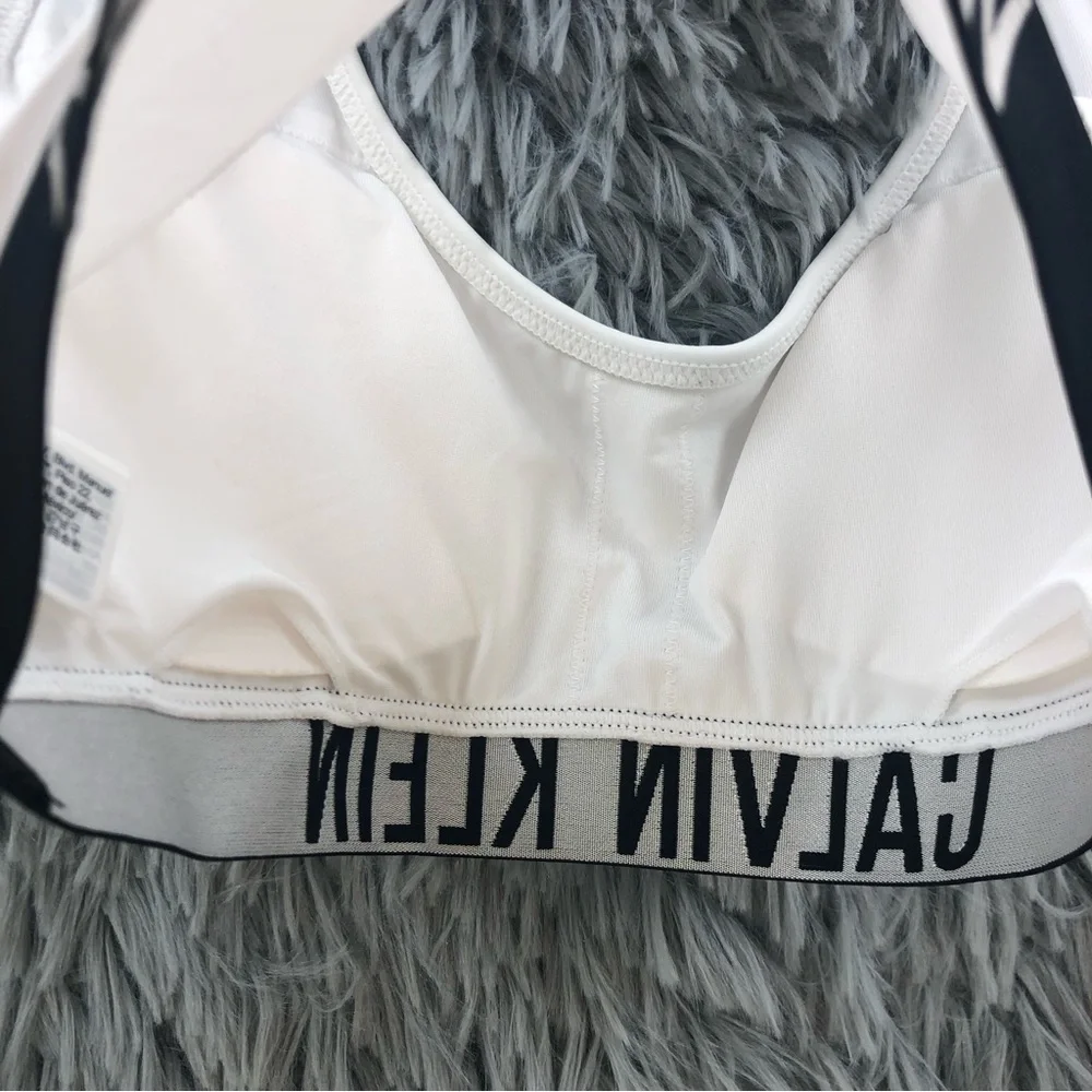Calvin Klein Bra NWT Womens XS Swim Top Bralette Razorback White Black